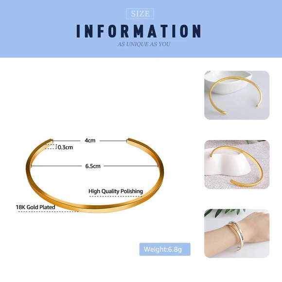 Stainless steel bangle gold color bracelet - Picture 2 of 3